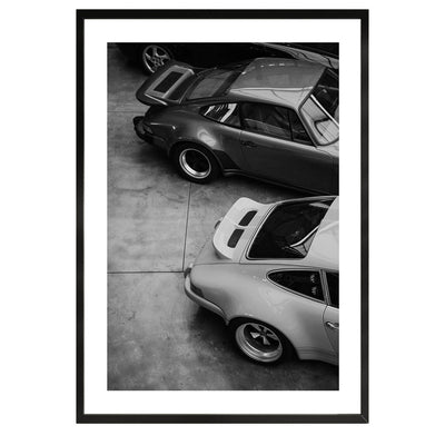 black and white poster of porsche, wall art, wall decor, cars, automotive